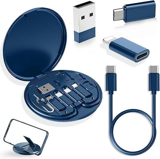 EASYSHOP Multifunctional Data Cable Conversion Head Portable Storage Box, Multi-Type Charging Line Convertor USB Type C Adapter (Multi-Colour)