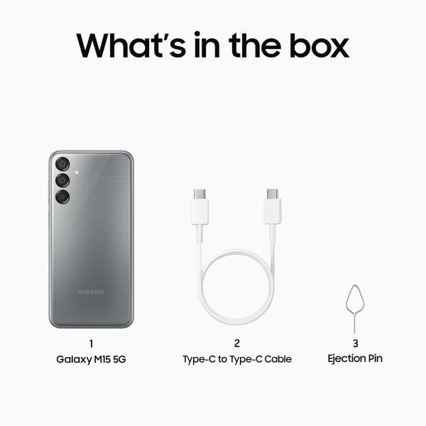 Samsung Galaxy M15 5G (Stone Grey,6GB RAM,128GB Storage)| 50MP Triple Cam| 6000mAh Battery| MediaTek Dimensity 6100+|