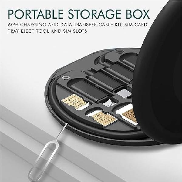 EASYSHOP Multifunctional Data Cable Conversion Head Portable Storage Box, Multi-Type Charging Line Convertor USB Type C Adapter (Multi-Colour)
