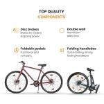 HORNBACK M1s Full Size Fully Assembled Foldable/Folding Cycle for Men & Women(20-inch Stainless Steel+Alloy Steel Frame,28-Inch Wheels,Mechanical Disk Brakes (Deep Forest Green)