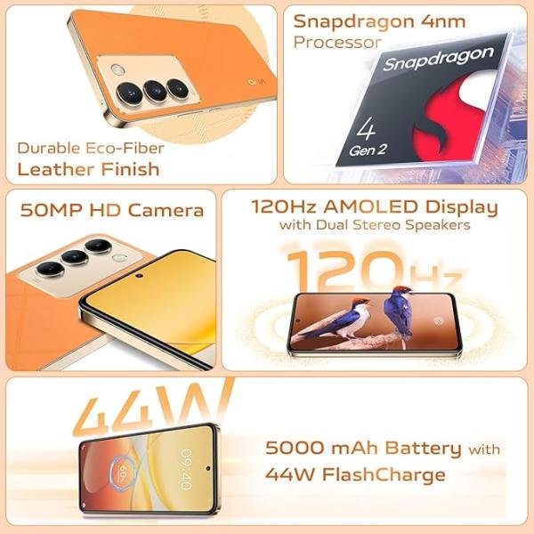 Vivo Y200e 5G (Saffron Delight, 8GB RAM, 128GB Storage)