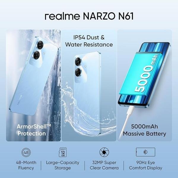 realme NARZO 70x 5G (Ice Blue, 6GB RAM,128GB Storage)|120Hz Ultra Smooth Display|Dimensity 6100+ 6nm 5G|50MP AI Camera|45W Charger in The Box