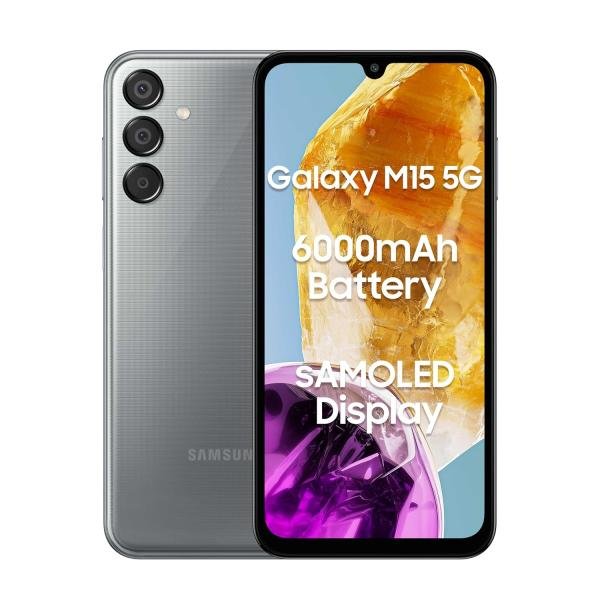 Samsung Galaxy M15 5G (Stone Grey,6GB RAM,128GB Storage)| 50MP Triple Cam| 6000mAh Battery| MediaTek Dimensity 6100+|