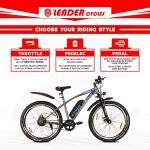 Leader E-Power L6 27.5T Electric Cycle with Front Suspension Front LED Light and Horn (Li-Ion Removable Battery, 250W BLDC Motor)| 1 Year Warranty on Battery & Motor (Grey)
