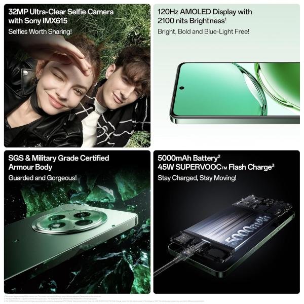 OPPO F27 5G (Emerald Green, 8GB RAM, 256GB Storage) | 6.67" FHD+ AMOLED Display|32MP Sony IMX615 Selfie Camera |AI Portrait Expert| 45W SUPERVOOC| with No Cost EMI/Additional Exchange Offers
